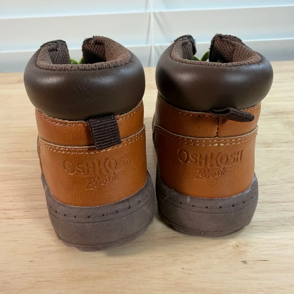 OshKosh B'gosh Larry Ankle Boots Kids Brown Leather Lace-Up Round Toe - 7M